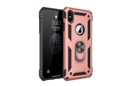 Newface iPhone X Kılıf Sofya Yüzüklü Silikon Kapak - Rose