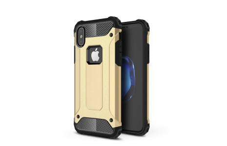 Newface iPhone X Kılıf Tank Silikon Kapak - Gold