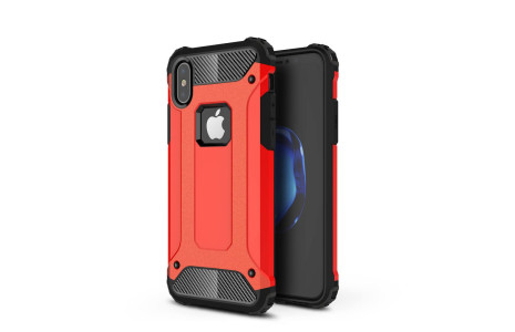 Newface iPhone X Kılıf Tank Silikon Kapak - Kırmızı
