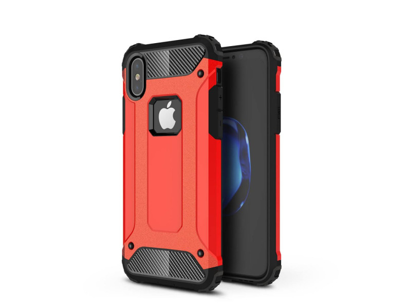 Newface iPhone X Kılıf Tank Silikon Kapak - Kırmızı