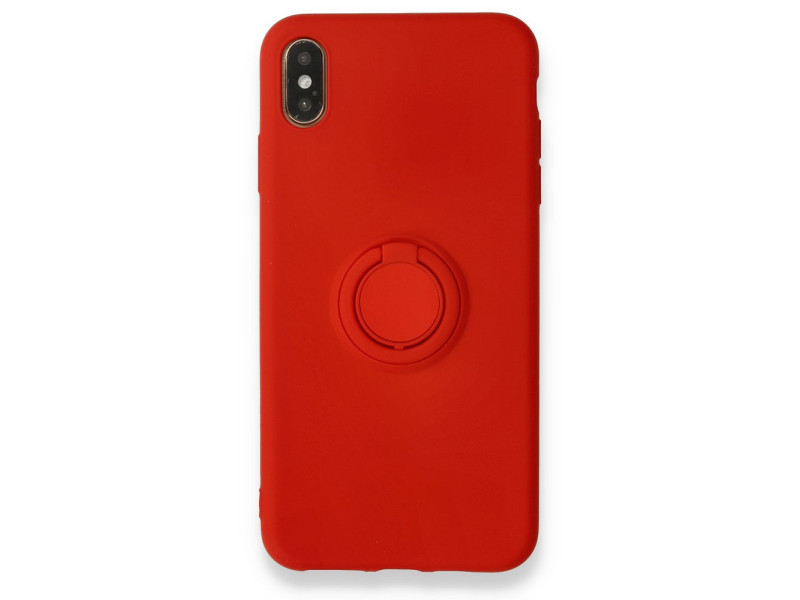 Newface iPhone X Kılıf Viktor Yüzüklü Silikon - Kırmızı