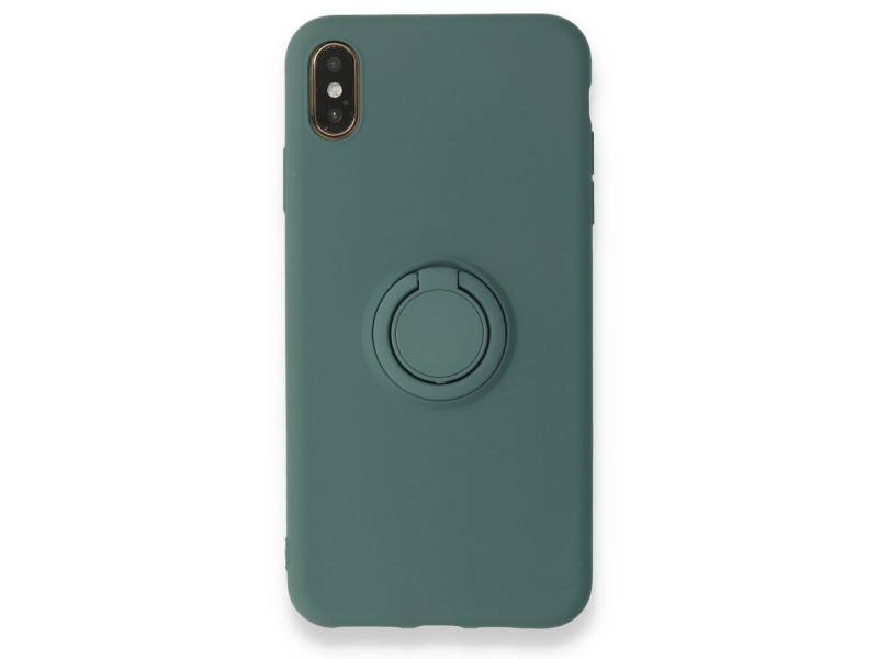 Newface iPhone X Kılıf Viktor Yüzüklü Silikon - Koyu Yeşil