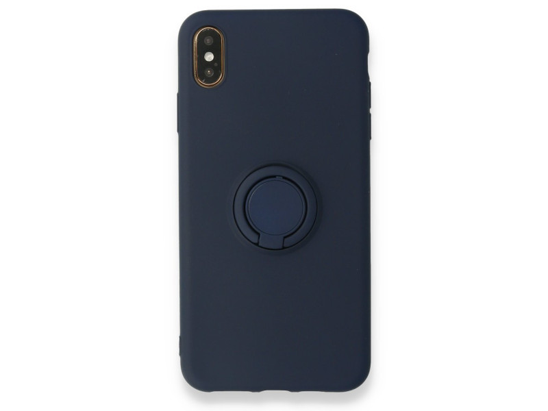 Newface iPhone X Kılıf Viktor Yüzüklü Silikon - Lacivert