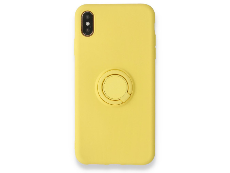 Newface iPhone X Kılıf Viktor Yüzüklü Silikon - Sarı