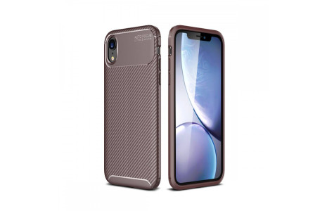 Newface iPhone XR Kılıf Focus Karbon Silikon - Kahverengi