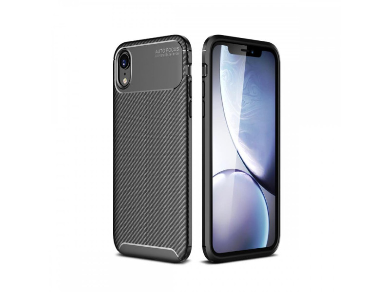 Newface iPhone XR Kılıf Focus Karbon Silikon - Siyah