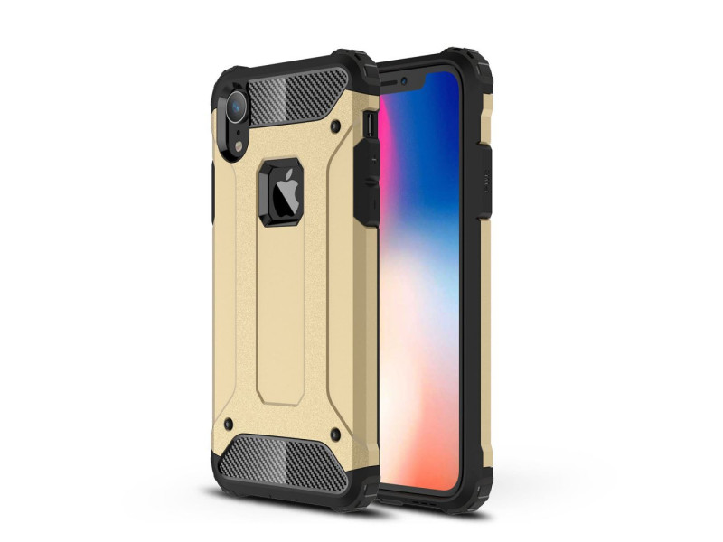 Newface iPhone XR Kılıf Tank Silikon Kapak - Gold