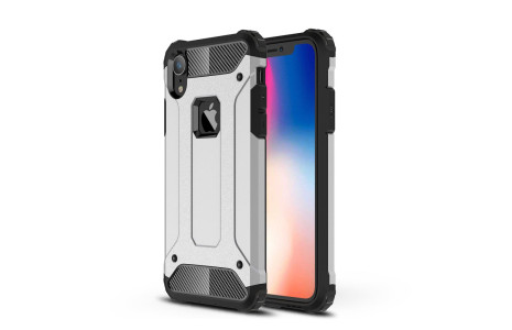 Newface iPhone XR Kılıf Tank Silikon Kapak - Gümüş