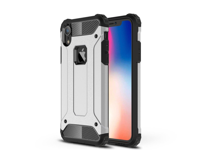 Newface iPhone XR Kılıf Tank Silikon Kapak - Gümüş