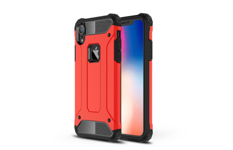 Newface iPhone XR Kılıf Tank Silikon Kapak - Kırmızı
