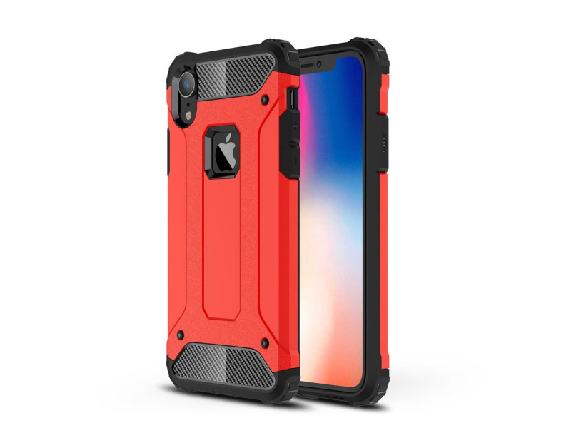 Newface iPhone XR Kılıf Tank Silikon Kapak - Kırmızı