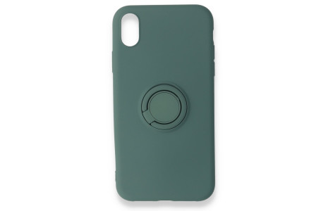 Newface iPhone XR Kılıf Viktor Yüzüklü Silikon - Koyu Yeşil