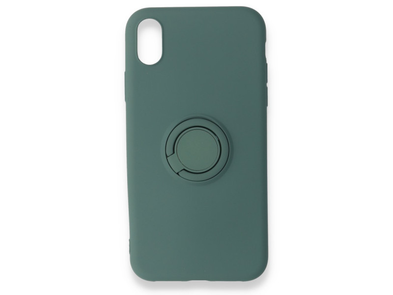 Newface iPhone XR Kılıf Viktor Yüzüklü Silikon - Koyu Yeşil