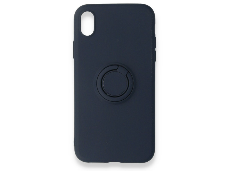 Newface iPhone XR Kılıf Viktor Yüzüklü Silikon - Lacivert
