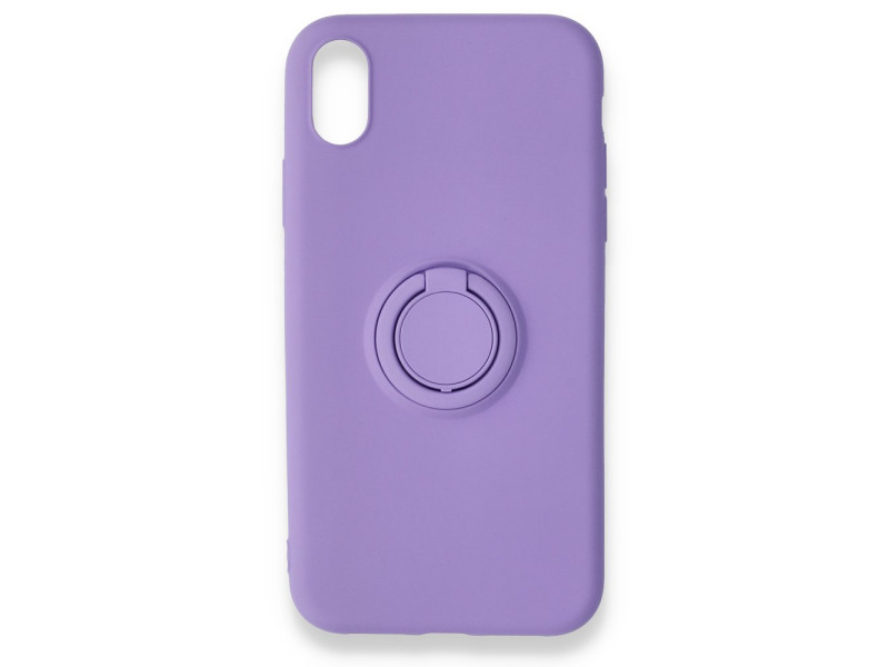 Newface iPhone XR Kılıf Viktor Yüzüklü Silikon - Mor
