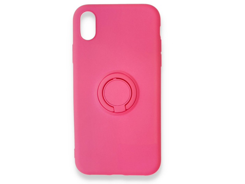 Newface iPhone XR Kılıf Viktor Yüzüklü Silikon - Pembe