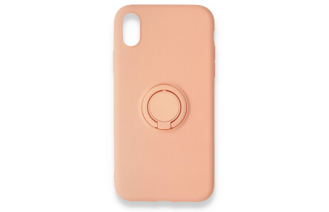 Newface iPhone XR Kılıf Viktor Yüzüklü Silikon - Pudra
