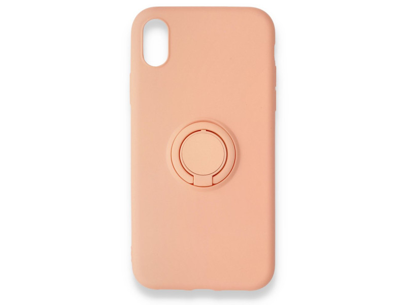 Newface iPhone XR Kılıf Viktor Yüzüklü Silikon - Pudra