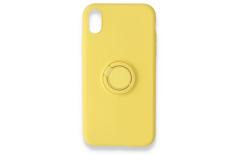 Newface iPhone XR Kılıf Viktor Yüzüklü Silikon - Sarı