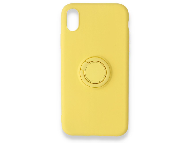 Newface iPhone XR Kılıf Viktor Yüzüklü Silikon - Sarı