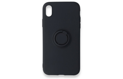 Newface iPhone XR Kılıf Viktor Yüzüklü Silikon - Siyah