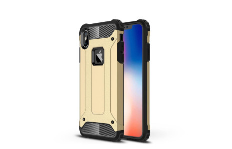 Newface iPhone XS Max Kılıf Tank Silikon Kapak - Gold