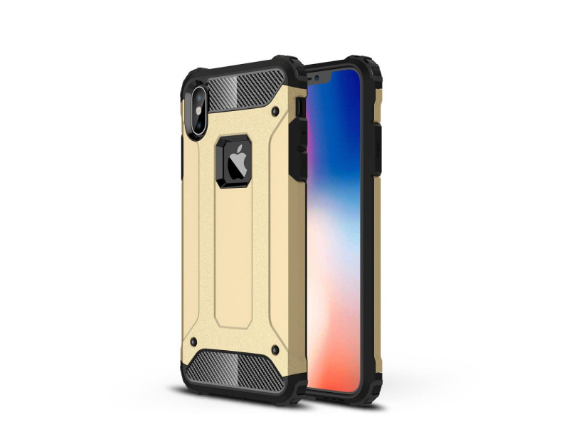 Newface iPhone XS Max Kılıf Tank Silikon Kapak - Gold