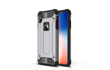 Newface iPhone XS Max Kılıf Tank Silikon Kapak - Gümüş