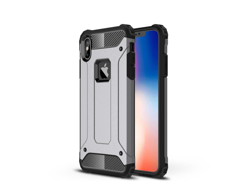 Newface iPhone XS Max Kılıf Tank Silikon Kapak - Gümüş