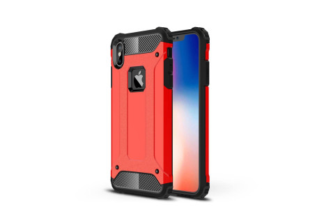 Newface iPhone XS Max Kılıf Tank Silikon Kapak - Kırmızı