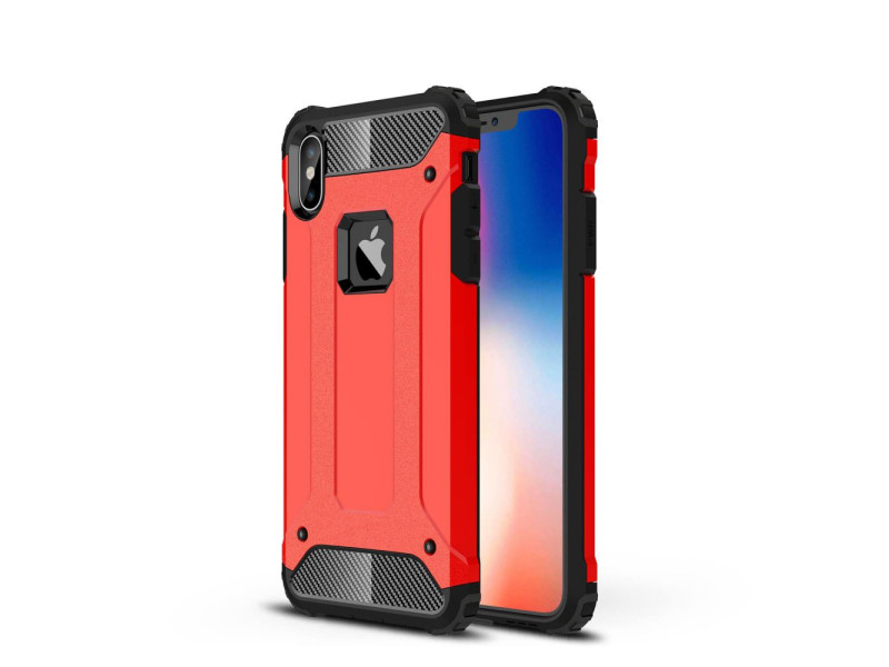 Newface iPhone XS Max Kılıf Tank Silikon Kapak - Kırmızı