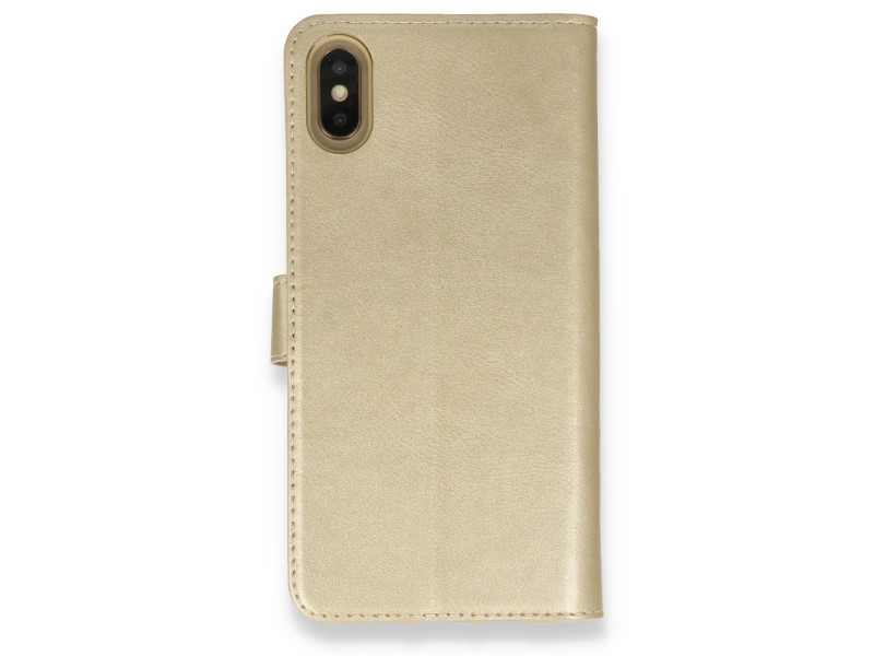 Newface iPhone XS Max Kılıf Trend S Plus Kapaklı Kılıf - Gold