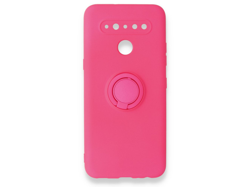 Newface LG K41S Kılıf Viktor Yüzüklü Silikon - Pembe