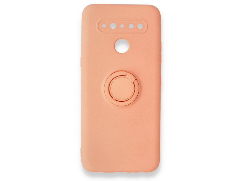 Newface LG K41S Kılıf Viktor Yüzüklü Silikon - Pudra