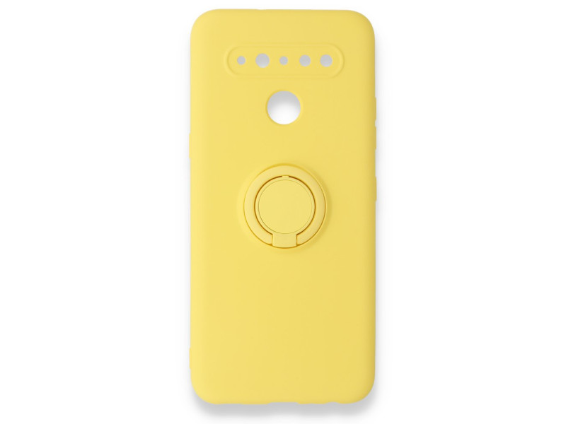 Newface LG K41S Kılıf Viktor Yüzüklü Silikon - Sarı