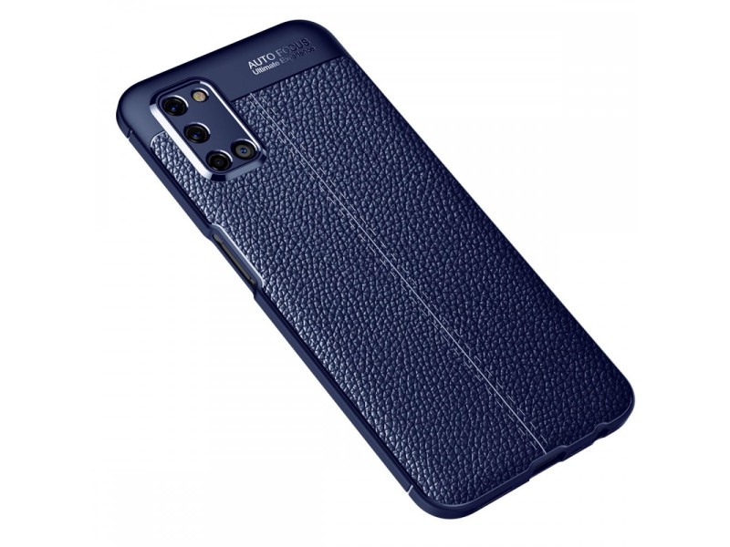Newface Oppo A52 Kılıf Focus Derili Silikon - Lacivert