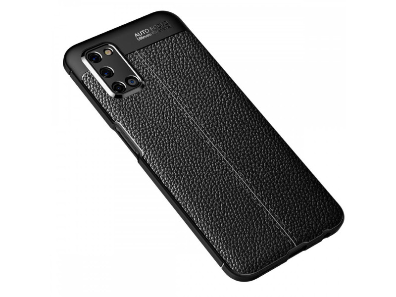 Newface Oppo A52 Kılıf Focus Derili Silikon - Siyah