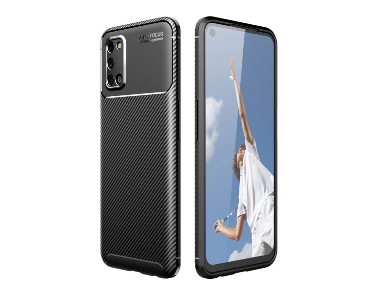 Newface Oppo A52 Kılıf Focus Karbon Silikon - Siyah