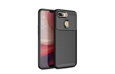 Newface Oppo A5S Kılıf Focus Karbon Silikon - Siyah