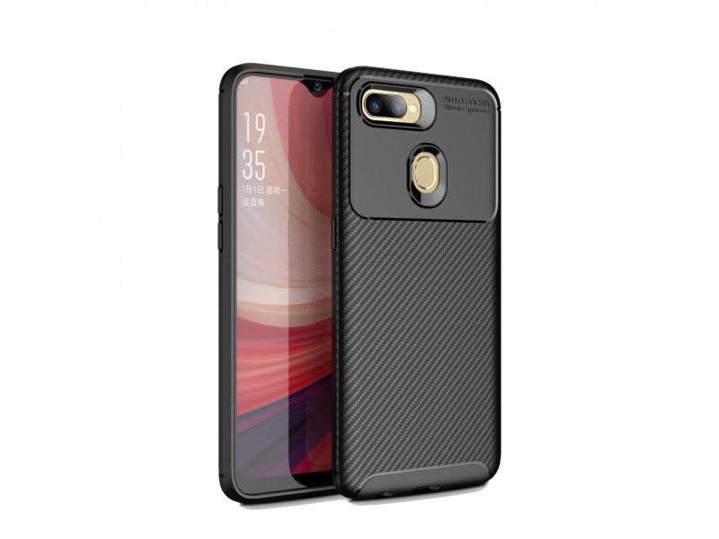 Newface Oppo A5S Kılıf Focus Karbon Silikon - Siyah