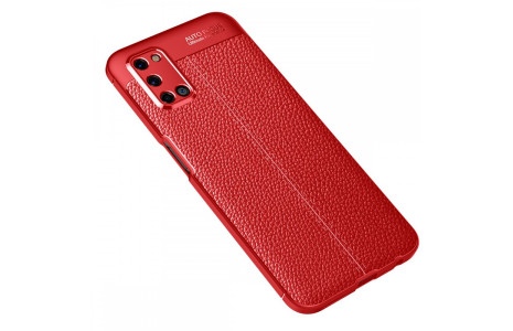 Newface Oppo A72 Kılıf Focus Derili Silikon - Kırmızı