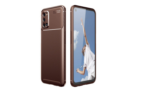 Newface Oppo A72 Kılıf Focus Karbon Silikon - Kahverengi