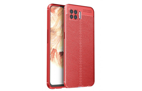 Newface Oppo A73 Kılıf Focus Derili Silikon - Kırmızı