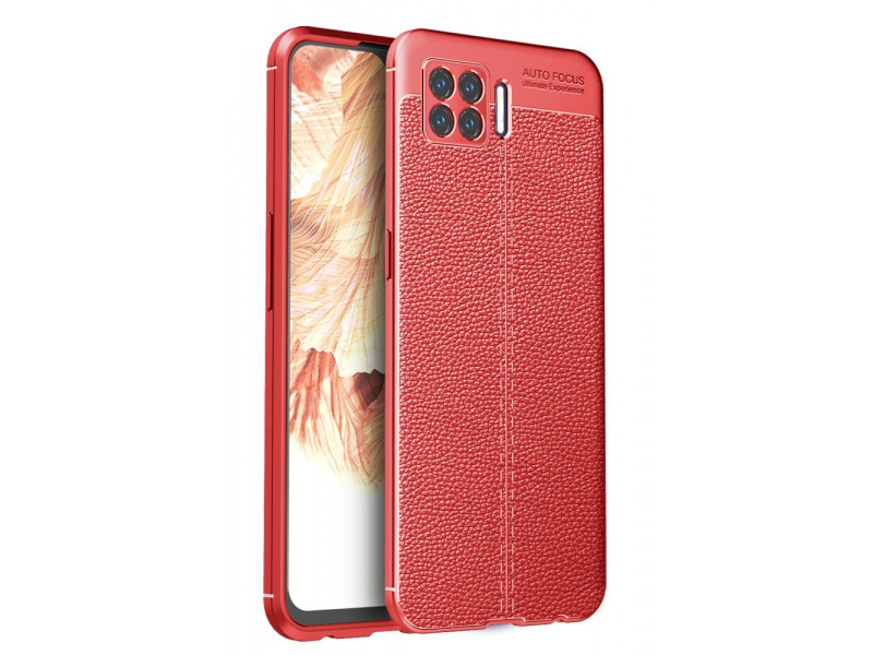 Newface Oppo A73 Kılıf Focus Derili Silikon - Kırmızı