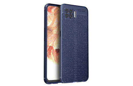Newface Oppo A73 Kılıf Focus Derili Silikon - Lacivert