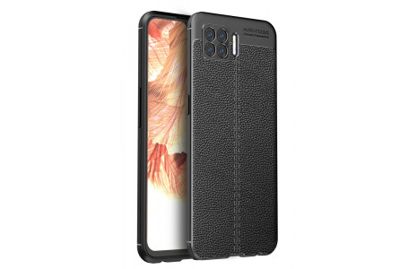 Newface Oppo A73 Kılıf Focus Derili Silikon - Siyah