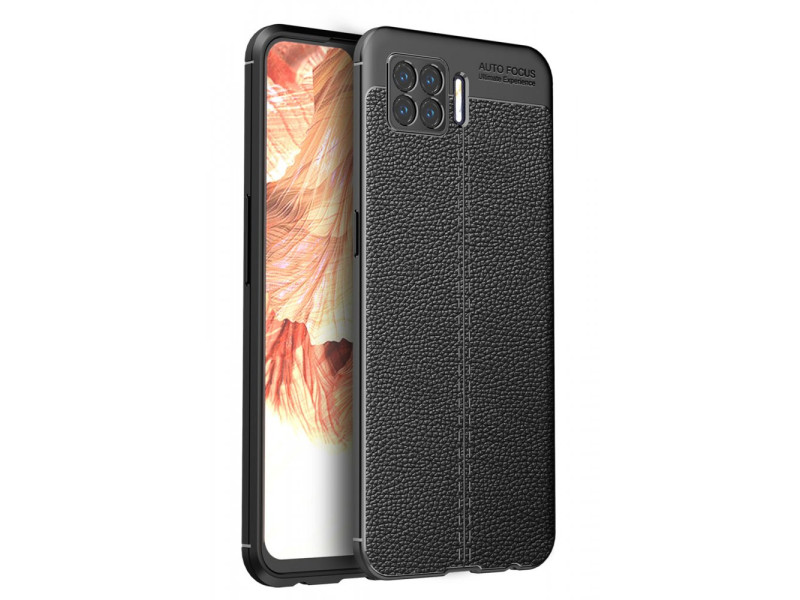 Newface Oppo A73 Kılıf Focus Derili Silikon - Siyah