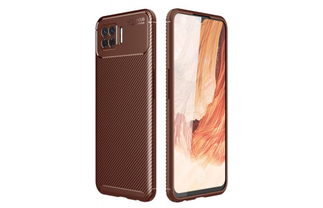 Newface Oppo A73 Kılıf Focus Karbon Silikon - Kahverengi