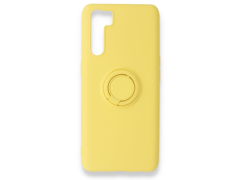 Newface Oppo A91 / Reno 3 Kılıf Viktor Yüzüklü Silikon - Sarı