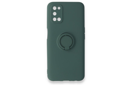 Newface Oppo A92 Kılıf Viktor Yüzüklü Silikon - Koyu Yeşil
